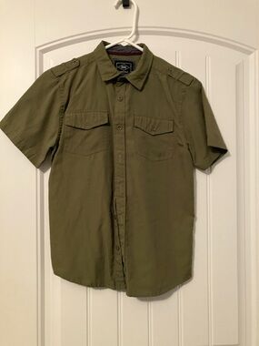 Boys' Short-Sleeve Button-Down Shirt - Olive Green